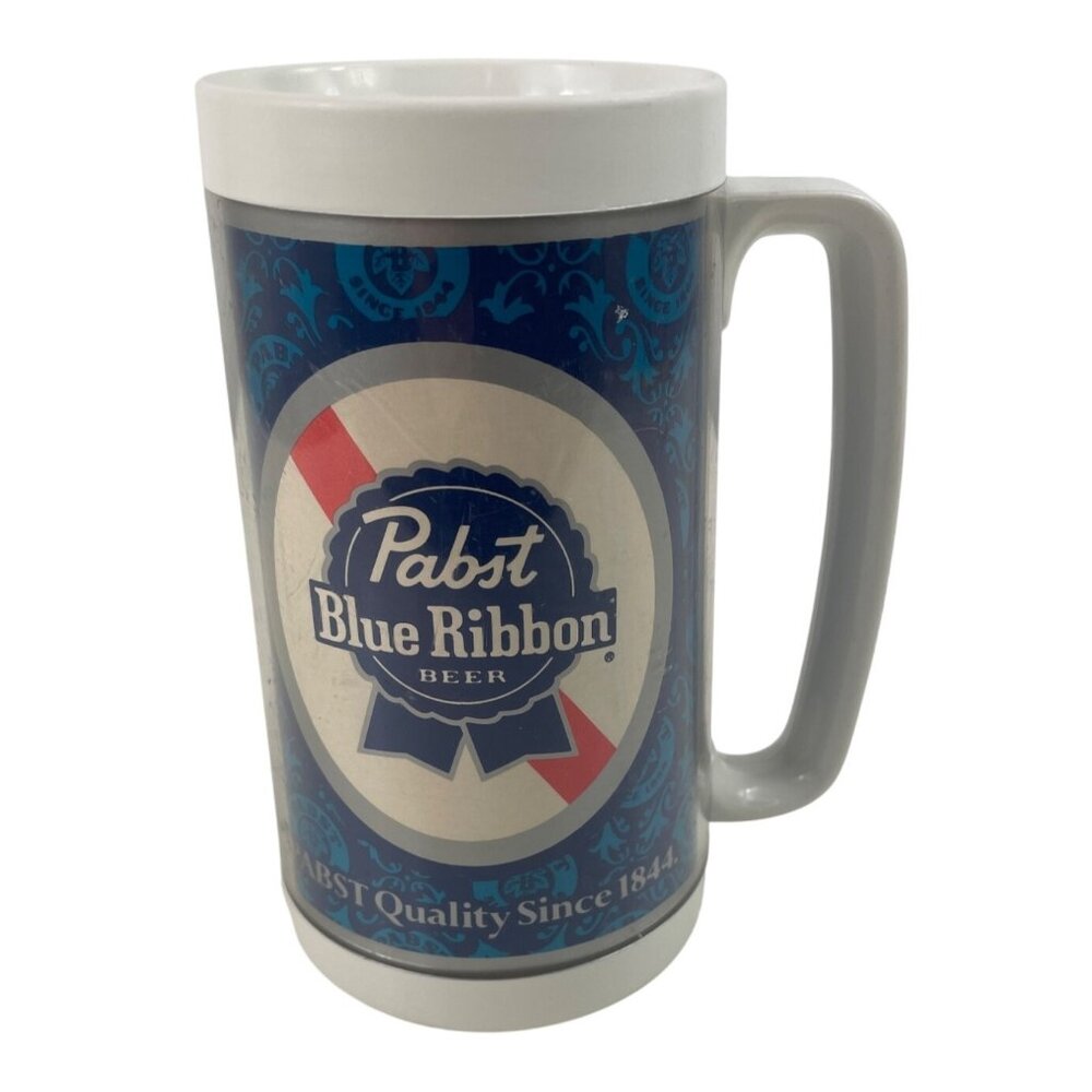 Vintage Pabst Blue Ribbon Beer Thermo-Serv Plastic Mug Cup Stein Made In USA